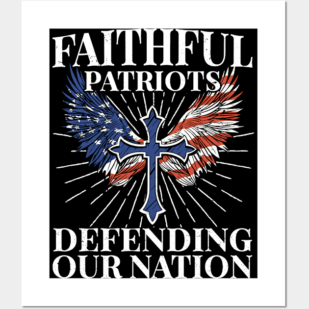 Faithful Patriots Jesus American Flag Patriot Christian Wall Art by Toeffishirts